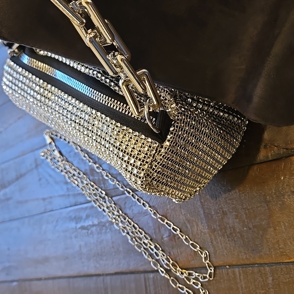 Silver Rhinestone Mesh Petite Bag - Picture 3 of 12